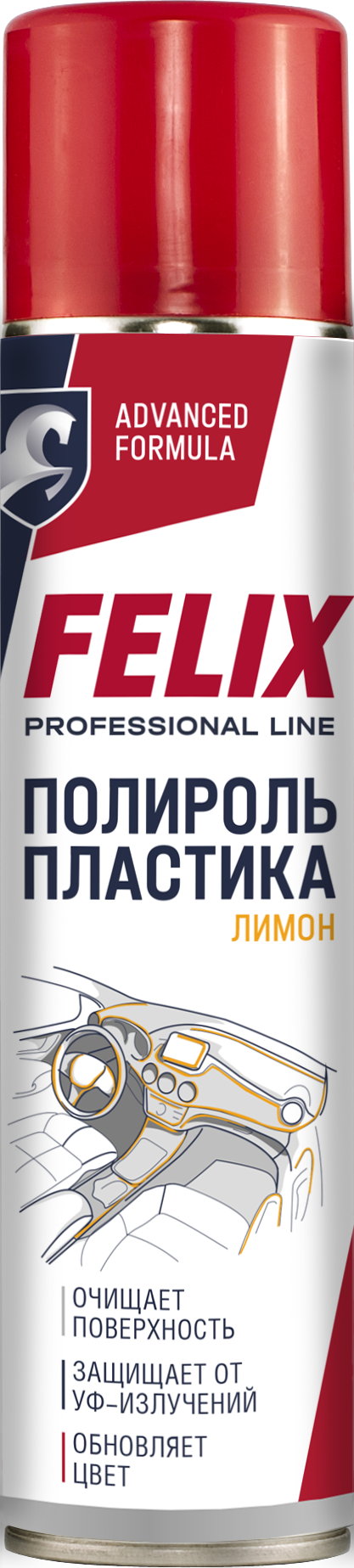 Полироль пластика Felix аэр(лимон) 400мл(уп.12)