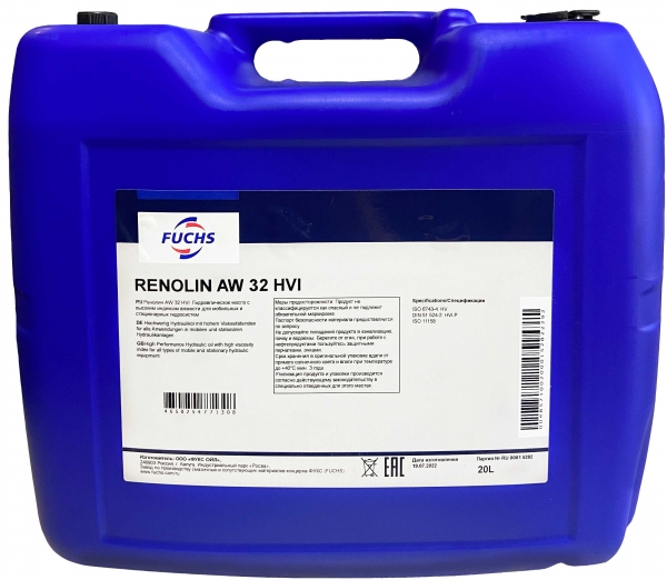 FUCHS RENOLIN AW 32 HVI,ISO VG / Масло гидр.Ренолин /0048571002/ 20L(RU)