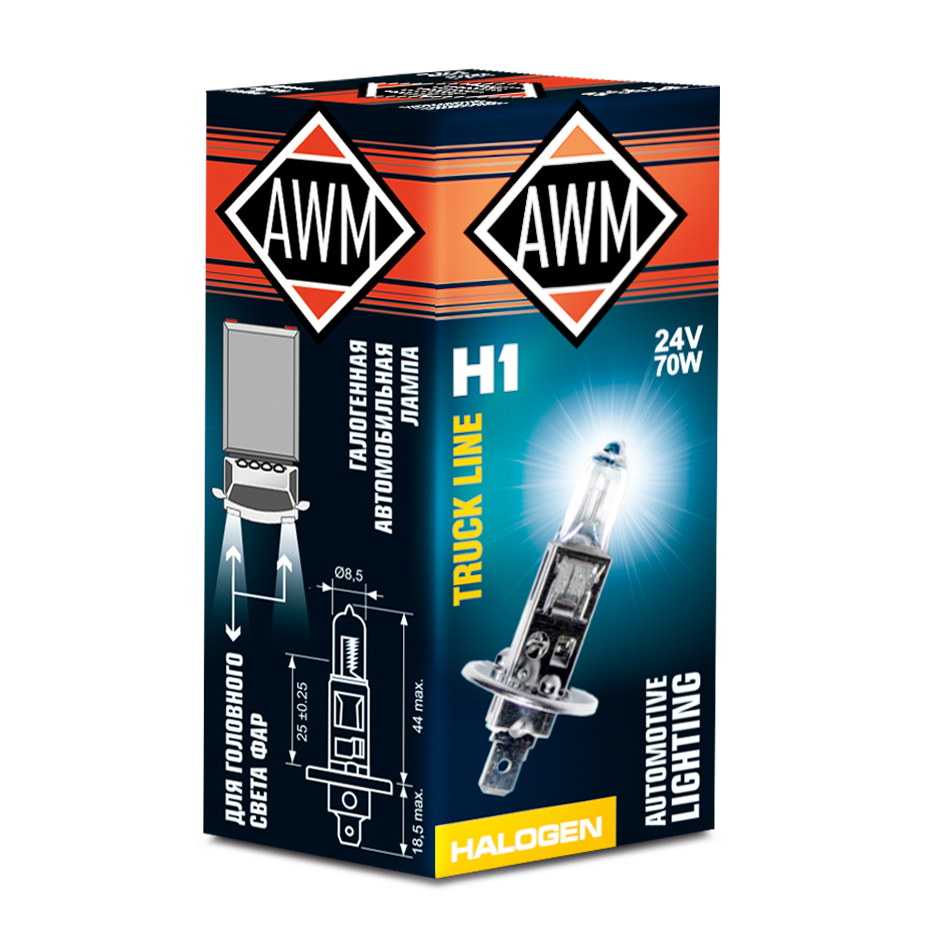 Лампа галогенная AWM H1 24V 70 W (P14,5S)(уп.10)