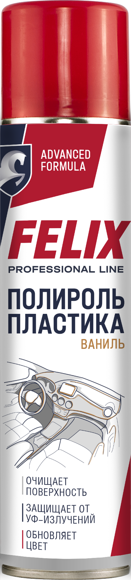 Полироль пластика Felix аэр(ваниль) 400мл(уп.12)