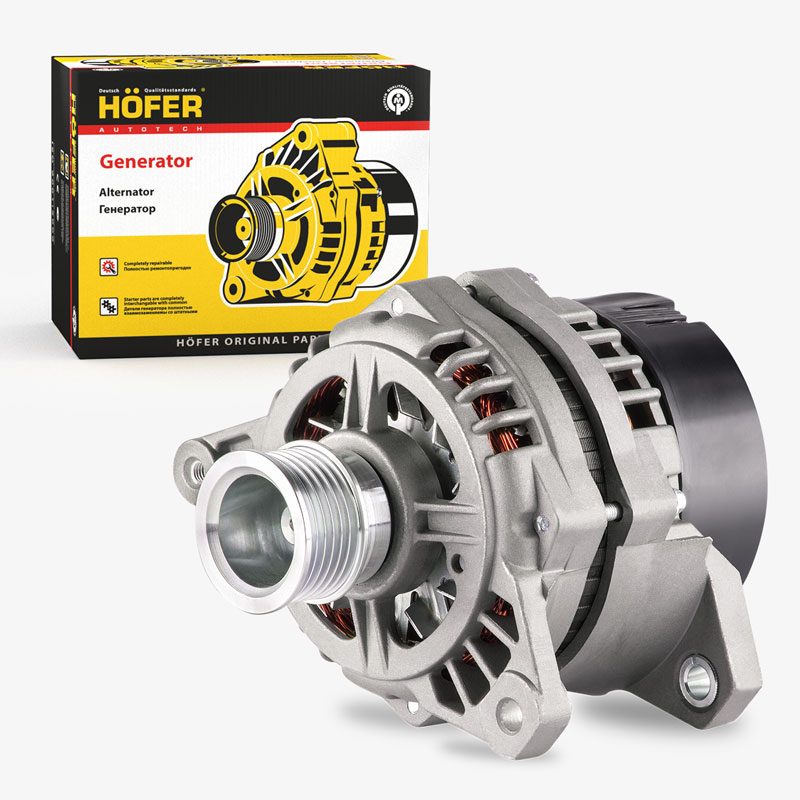 Генератор ГАЗ, УАЗ (УМЗ-4216) 33027, поликлин., 95А, 9402.3701-18 HOFER