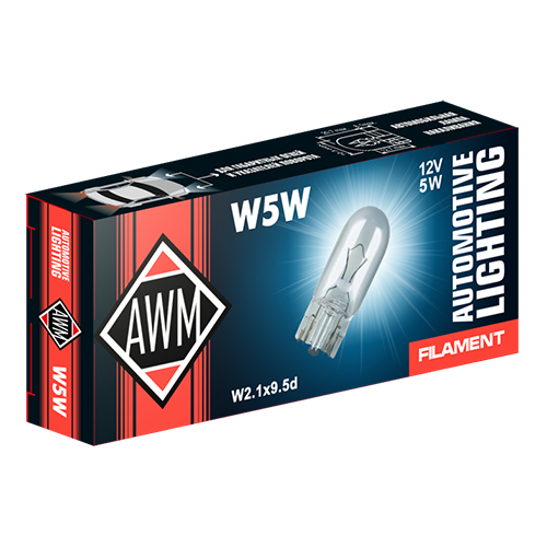 Лампа накаливания AWM W5W 12V 5W (W2.1x9,5d)(уп.300)