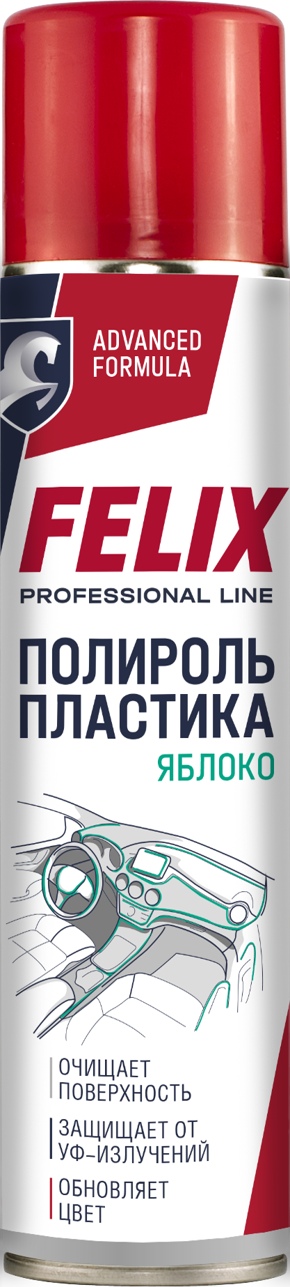 Полироль пластика Felix аэр(яблоко) 400мл(уп.12)