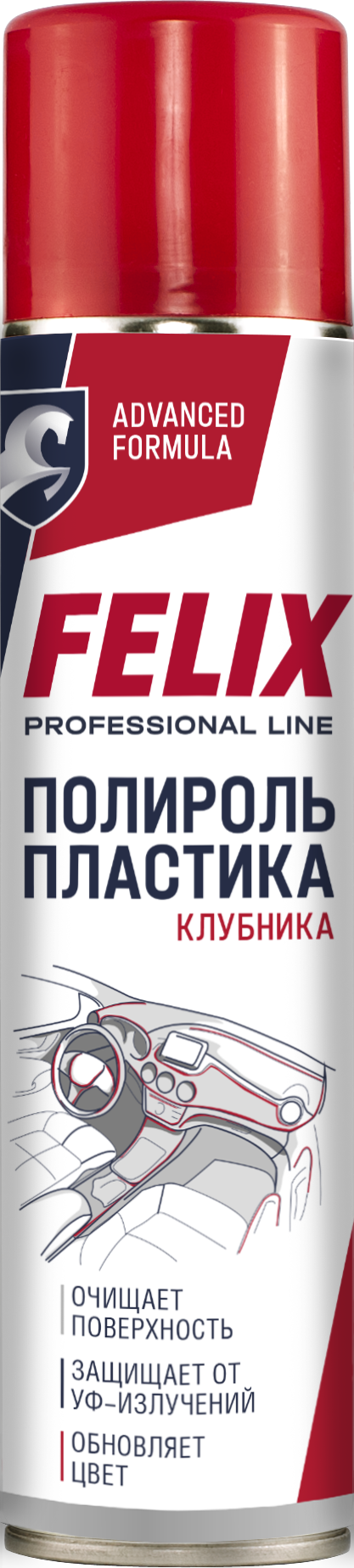 Полироль пластика Felix аэр(клубника) 400мл(уп.12)
