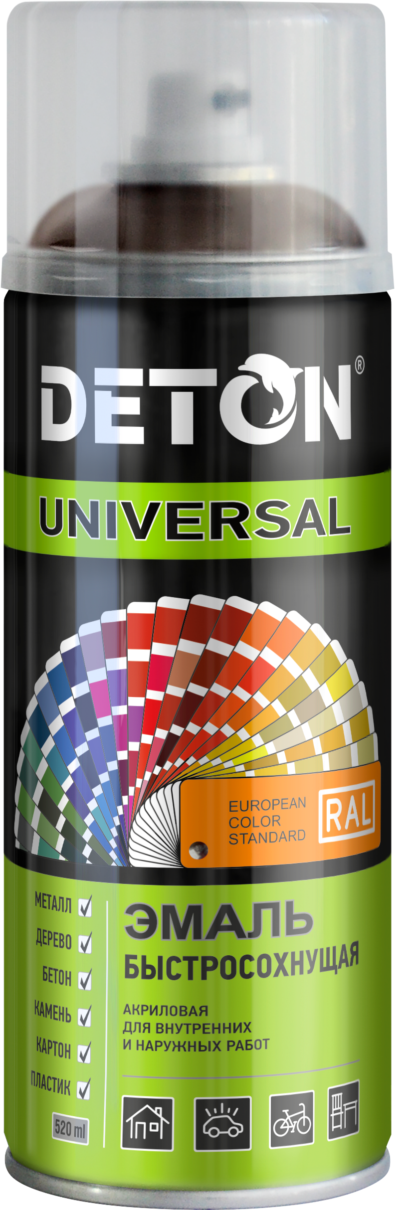 Deton RAL 8017 Шоколадно-коричневый "Deton Universal" аэрозоль акриловая 520 мл (уп.6)