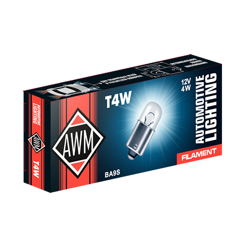 Лампа накаливания AWM T4W 12V 4W (BA9S)(уп.300)