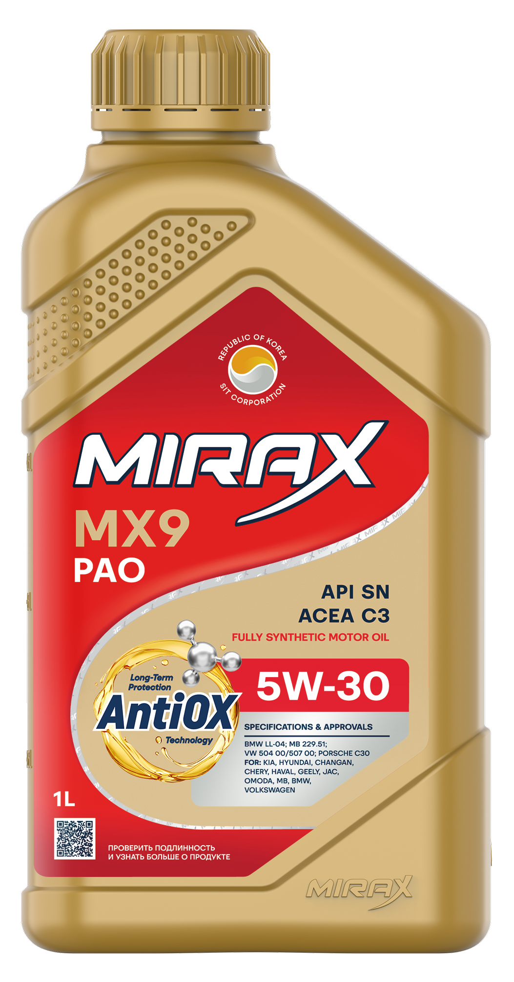 Mirax MX9 SAE 5W-30 ACEA C3 API SN 1л (уп.12)