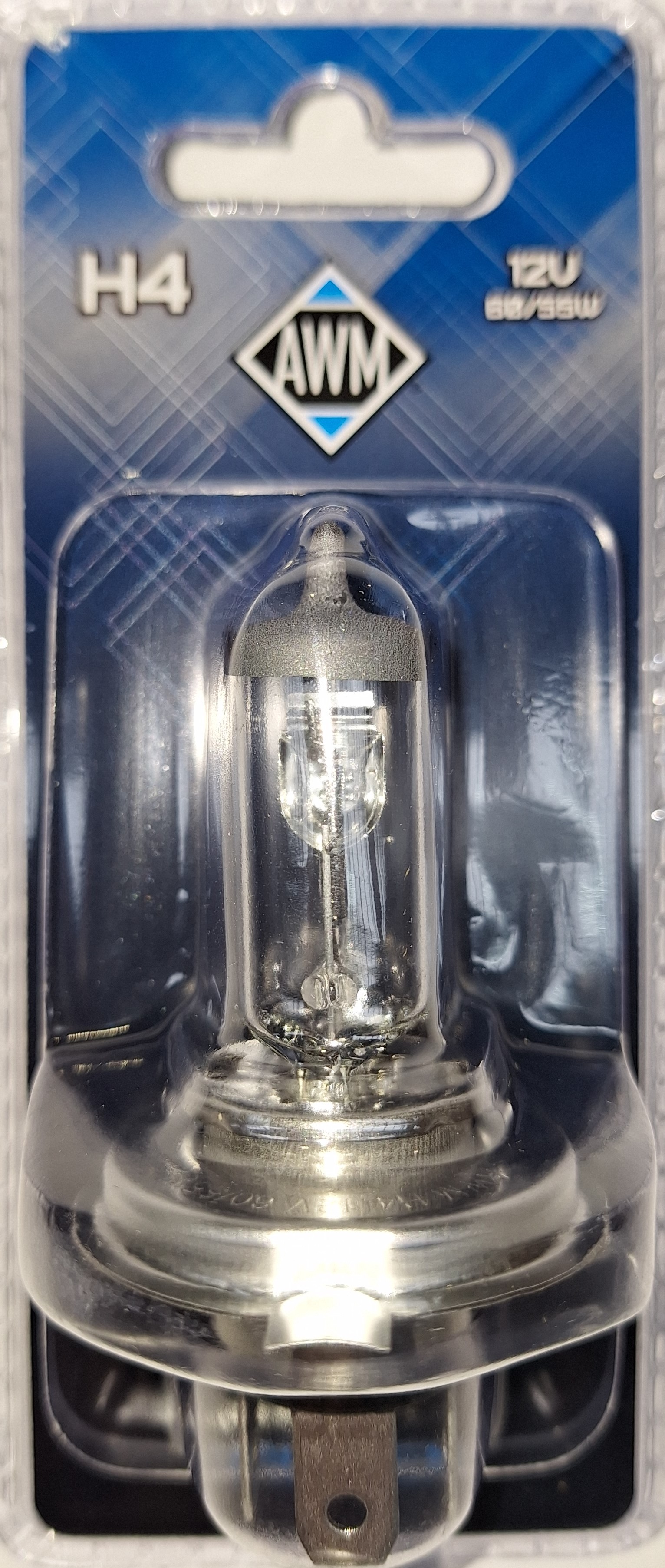 Лампа галогенная AWM  H4 12V 60/55 W (P43T) блист. (уп.100)